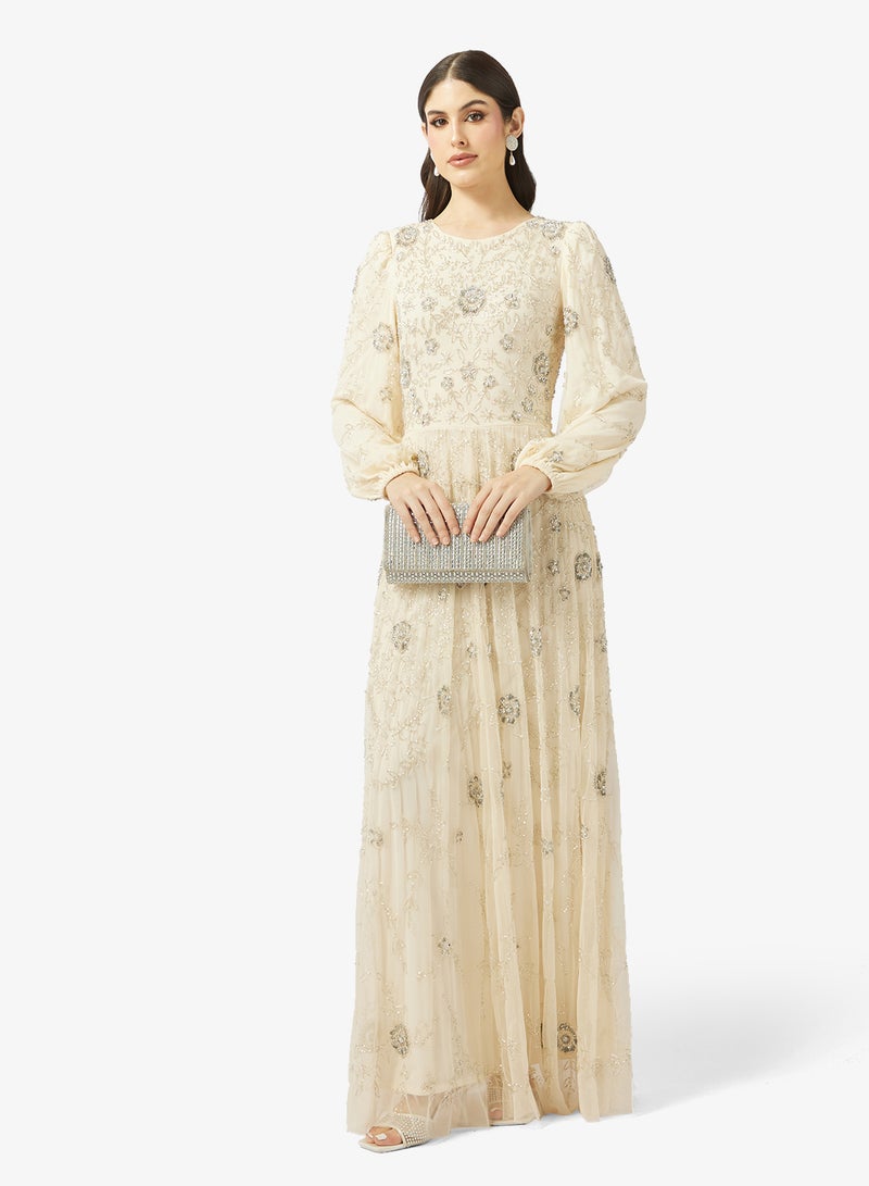 MARYISA Embellished Puff Sleeve Maxi Dress - Image 4